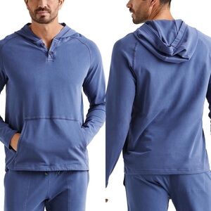 NEW Rhone Bolina Henley Hoodie Dye Blue Size XXL 2021 Lightweight Hooded Top New